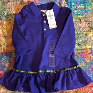 NWTToddler Casual dress by Ralph Lauren,  Long-Sleeve purple with Belt size 18 m